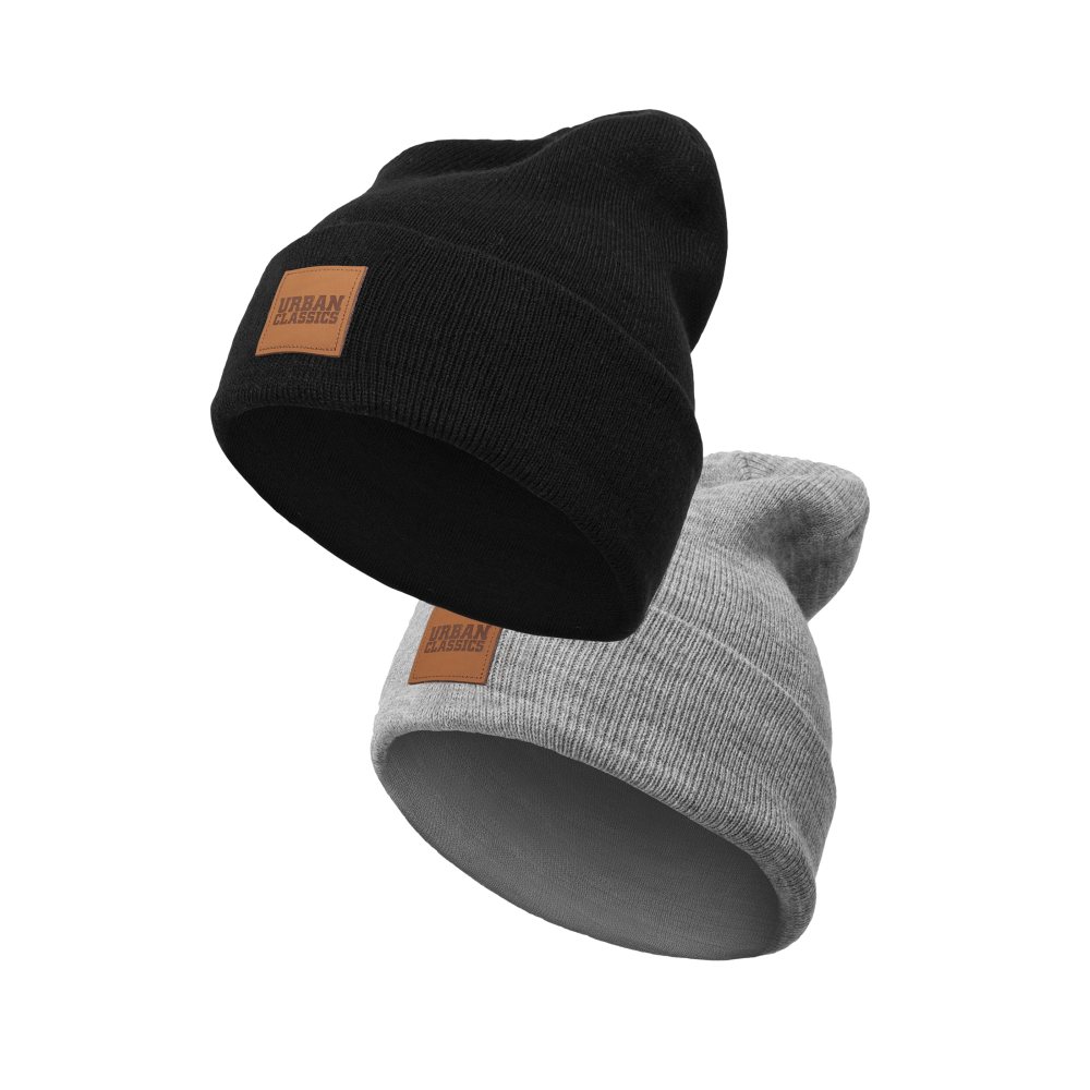 Urban Classics - Logopatch 2-pack Kinder Mütze - Schwarz/Grau